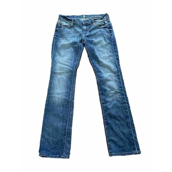 7 For All Mankind Medium Dark Wash Straight Leg Slim Jeans Size 25 Red Label - Picture 1 of 9